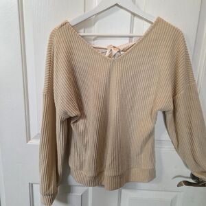 Women's Ribbed Tan Knit Top